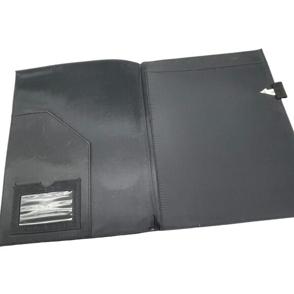 leather portfolio case notepad black 9x12" pencil card holder 2 pockets READ - Picture 1 of 7